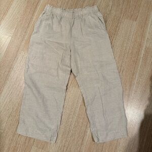 Beige linen ankle pants